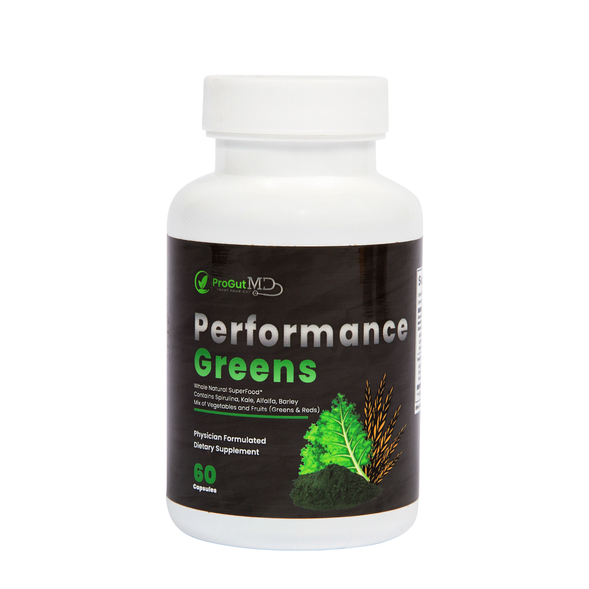 A bottle of Performance Greens